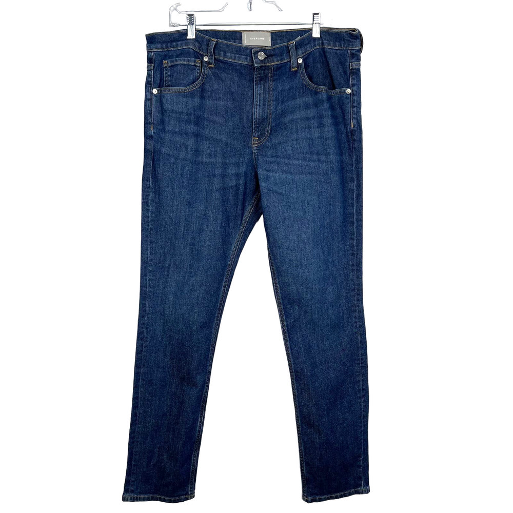 EVERLANE Men's Blue Medium Wash Denim Jeans Straight Leg Cotton Blend Size 36X32